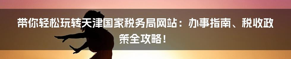 带你轻松玩转天津国家税务局网站：办事指南、税收政策全攻略！