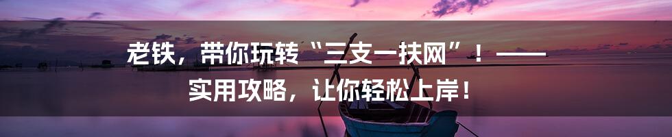 老铁,带你玩转“三支一扶网”!—— 实用攻略,让你轻松上岸!