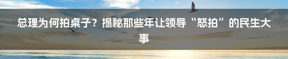 总理为何拍桌子？揭秘那些年让领导“怒拍”的民生大事