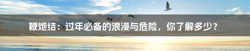 鞭炮结:过年必备的浪漫与危险,你了解多少?
