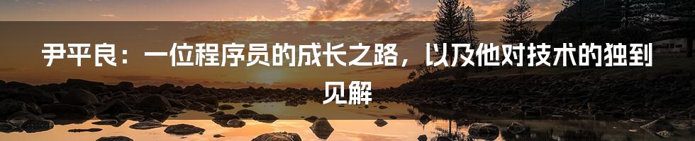 尹平良:一位程序员的成长之路,以及他对技术的独到见解