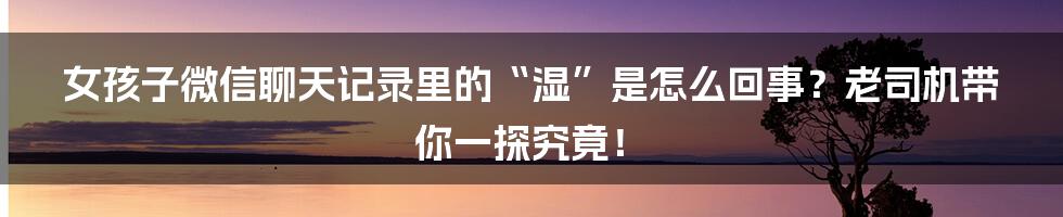 女孩子微信聊天记录里的“湿”是怎么回事?老司机带你一探究竟!