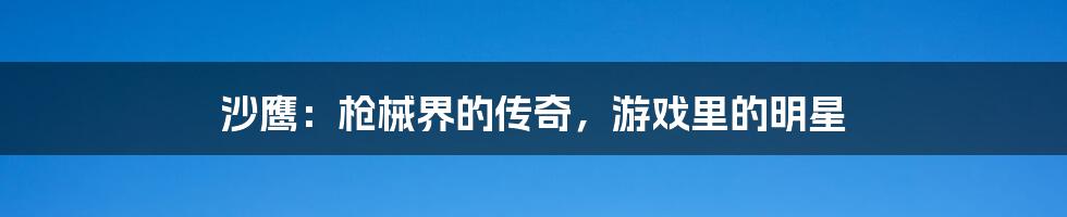 沙鹰:枪械界的传奇,游戏里的明星