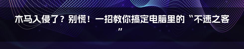 木马入侵了?别慌!一招教你搞定电脑里的“不速之客”