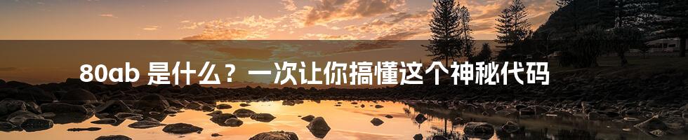 80ab 是什么?一次让你搞懂这个神秘代码