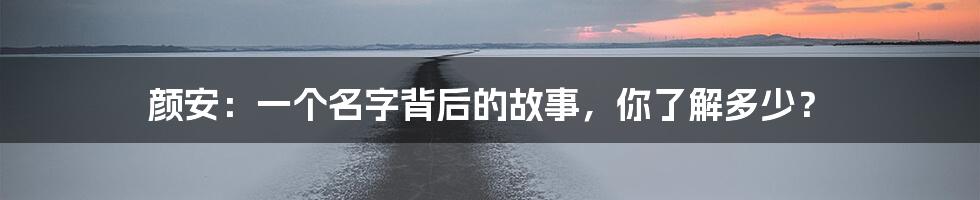 颜安：一个名字背后的故事，你了解多少？
