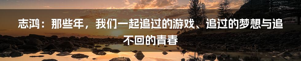 志鸿：那些年，我们一起追过的游戏、追过的梦想与追不回的青春