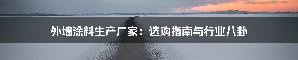 外墙涂料生产厂家：选购指南与行业八卦