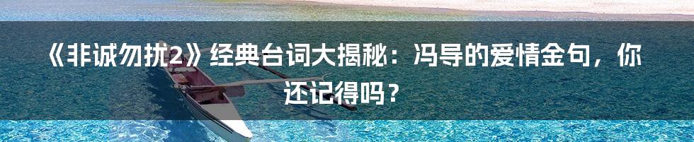 《非诚勿扰2》经典台词大揭秘:冯导的爱情金句,你还记得吗?