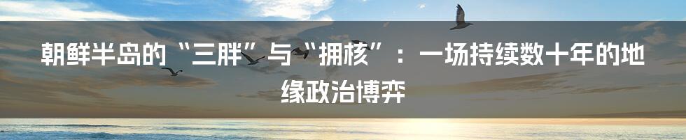 朝鲜半岛的“三胖”与“拥核”:一场持续数十年的地缘政治博弈