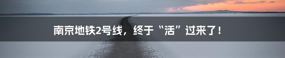 南京地铁2号线，终于“活”过来了！