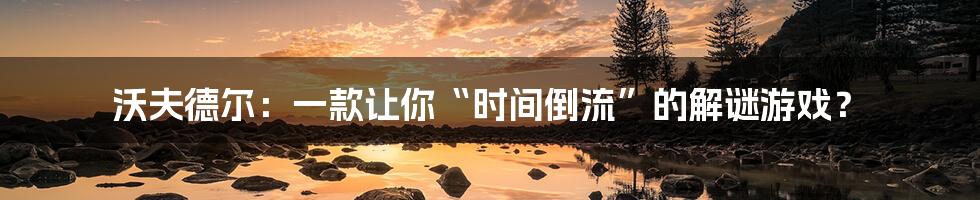 沃夫德尔：一款让你“时间倒流”的解谜游戏？