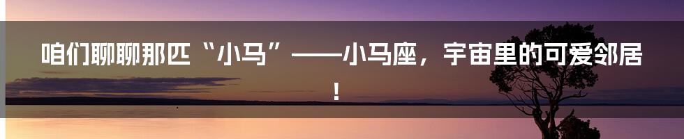 咱们聊聊那匹“小马”——小马座，宇宙里的可爱邻居！