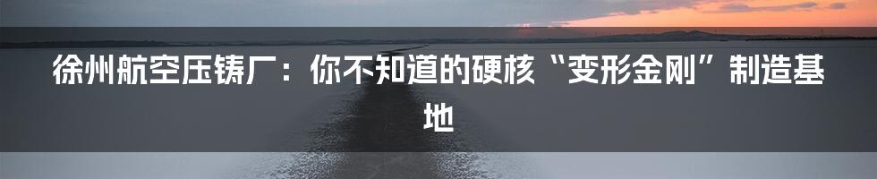 徐州航空压铸厂:你不知道的硬核“变形金刚”制造基地
