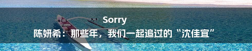Sorry 陈妍希:那些年,我们一起追过的“沈佳宜”