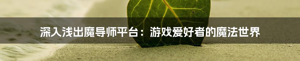 深入浅出魔导师平台:游戏爱好者的魔法世界