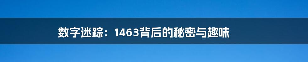 数字迷踪:1463背后的秘密与趣味