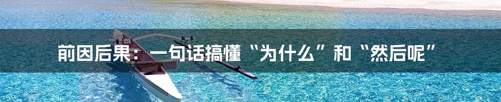 前因后果：一句话搞懂“为什么”和“然后呢”
