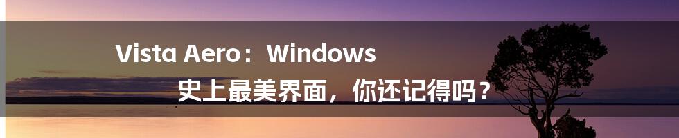 Vista Aero:Windows 史上最美界面,你还记得吗?