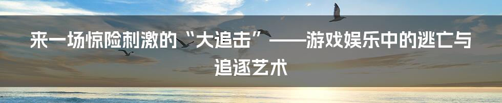来一场惊险刺激的“大追击”——游戏娱乐中的逃亡与追逐艺术