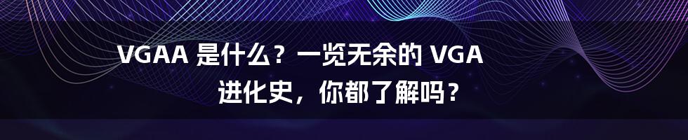 VGAA 是什么?一览无余的 VGA 进化史,你都了解吗?
