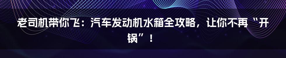 老司机带你飞:汽车发动机水箱全攻略,让你不再“开锅”!