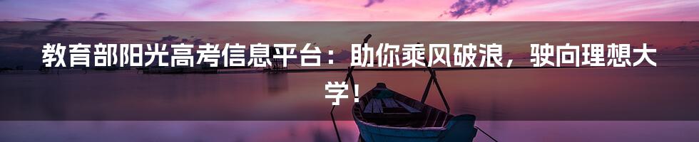 教育部阳光高考信息平台：助你乘风破浪，驶向理想大学！