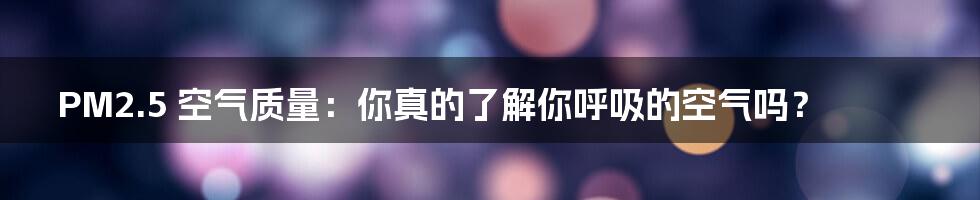 PM2.5 空气质量：你真的了解你呼吸的空气吗？