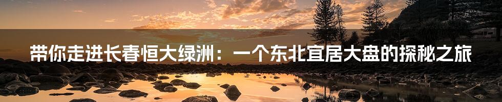 带你走进长春恒大绿洲:一个东北宜居大盘的探秘之旅