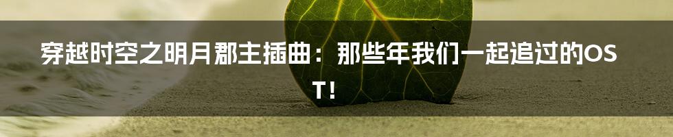 穿越时空之明月郡主插曲:那些年我们一起追过的OST!