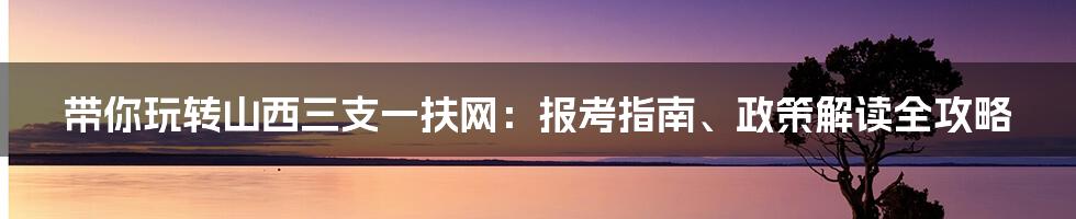 带你玩转山西三支一扶网:报考指南、政策解读全攻略