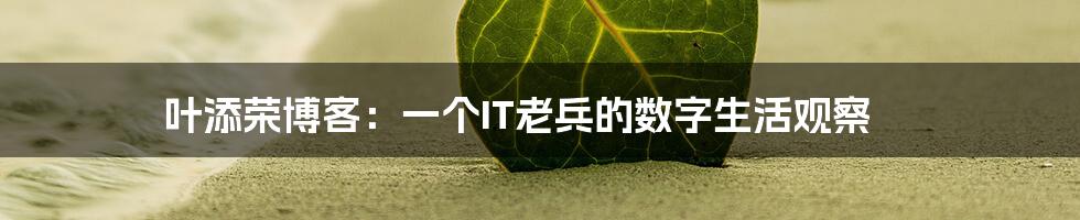 叶添荣博客:一个IT老兵的数字生活观察
