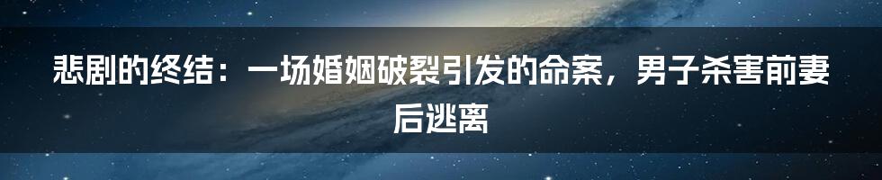 悲剧的终结：一场婚姻破裂引发的命案，男子杀害前妻后逃离