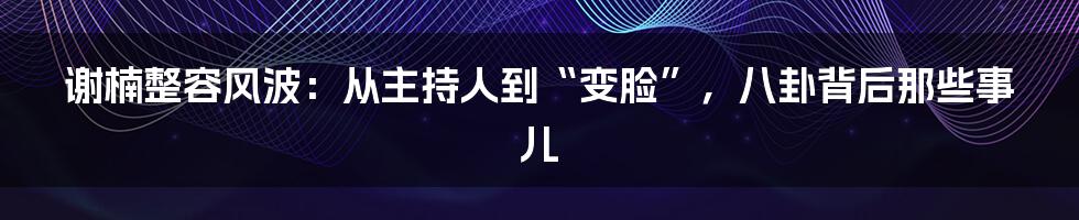 谢楠整容风波：从主持人到“变脸”，八卦背后那些事儿