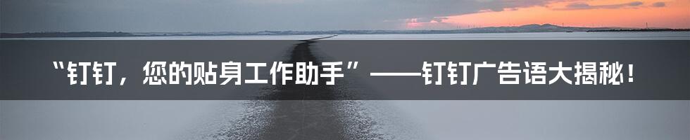 “钉钉,您的贴身工作助手”——钉钉广告语大揭秘!