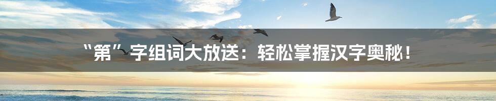 “第”字组词大放送:轻松掌握汉字奥秘!