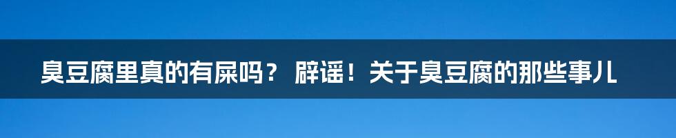 臭豆腐里真的有屎吗？ 辟谣！关于臭豆腐的那些事儿