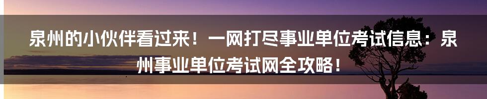 泉州的小伙伴看过来!一网打尽事业单位考试信息:泉州事业单位考试网全攻略!