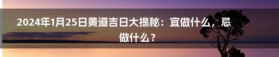 2024年1月25日黄道吉日大揭秘：宜做什么，忌做什么？