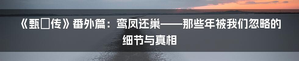 《甄嬛传》番外篇:鸾凤还巢——那些年被我们忽略的细节与真相