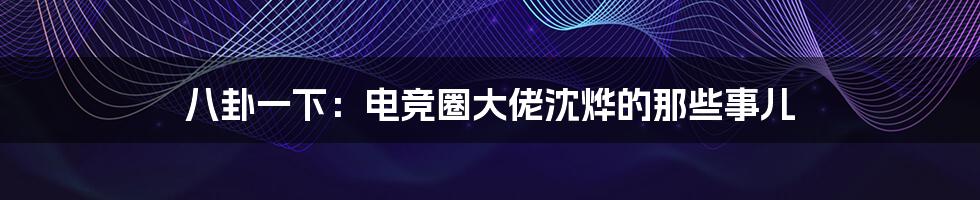 八卦一下:电竞圈大佬沈烨的那些事儿
