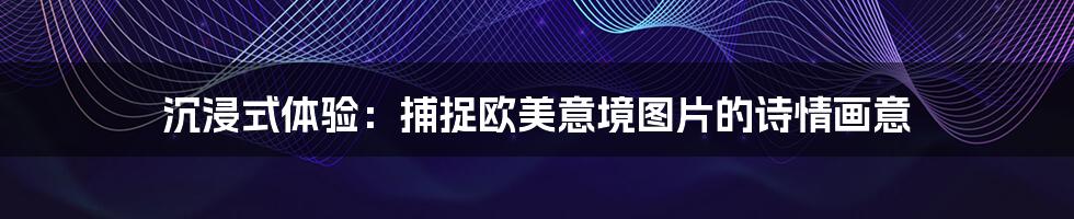 沉浸式体验:捕捉欧美意境图片的诗情画意