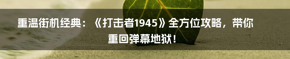 重温街机经典:《打击者1945》全方位攻略,带你重回弹幕地狱!