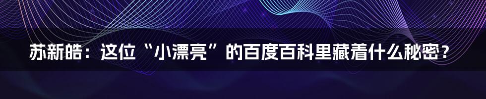 苏新皓:这位“小漂亮”的百度百科里藏着什么秘密?