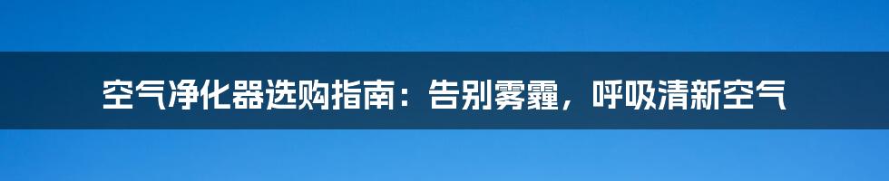 空气净化器选购指南：告别雾霾，呼吸清新空气