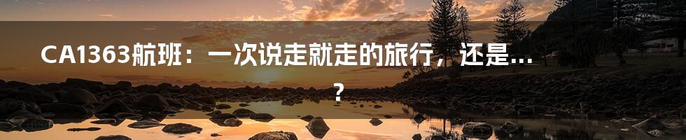CA1363航班:一次说走就走的旅行,还是...?