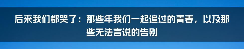 后来我们都哭了：那些年我们一起追过的青春，以及那些无法言说的告别