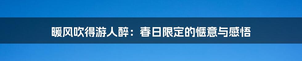 暖风吹得游人醉:春日限定的惬意与感悟