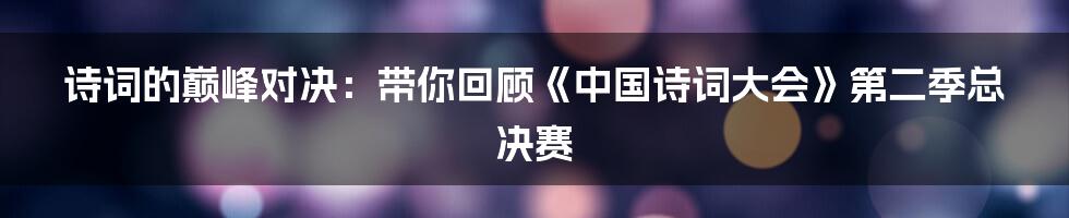 诗词的巅峰对决:带你回顾《中国诗词大会》第二季总决赛