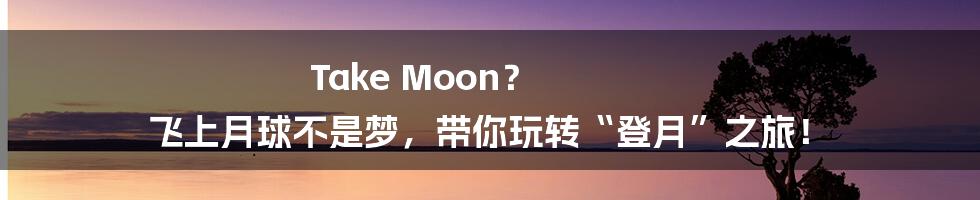 Take Moon? 飞上月球不是梦,带你玩转“登月”之旅!